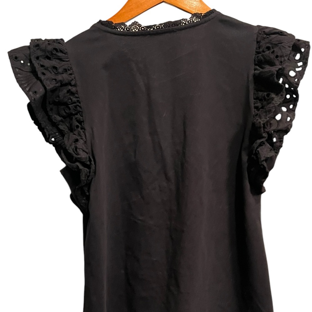 Black Ruffled Sleeve Top - Picture 8 of 11